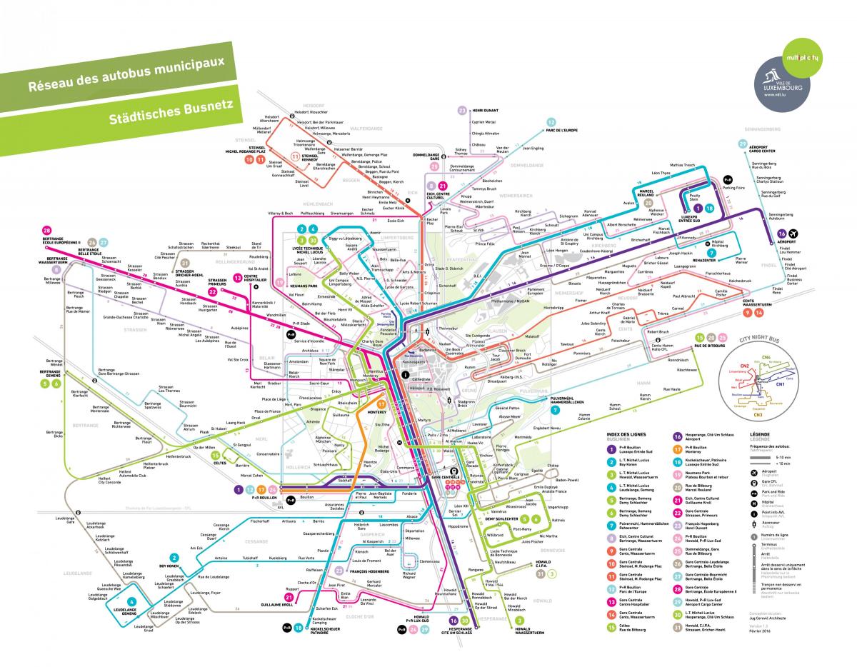 карта Люксембургу громадському транспорті