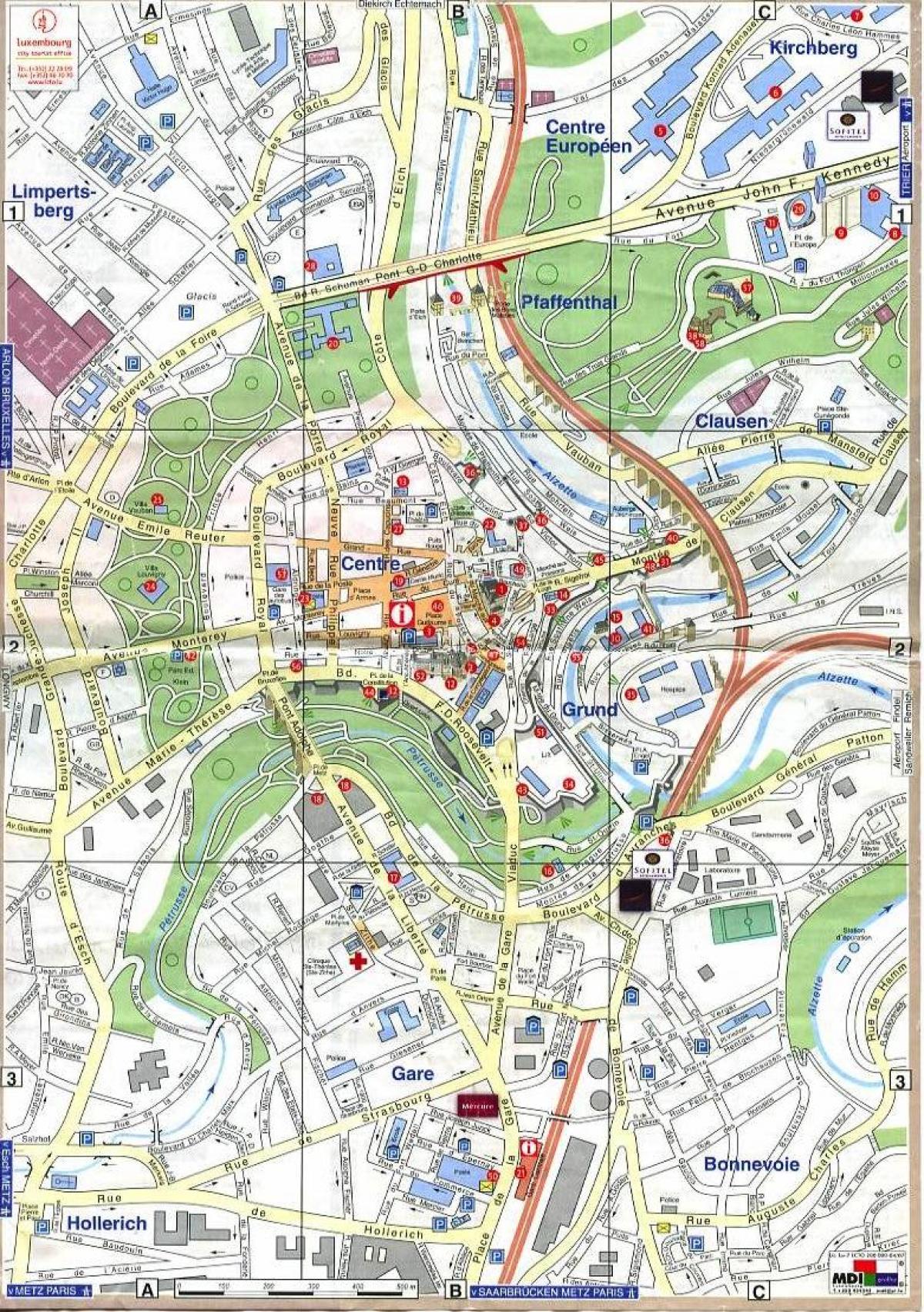 карта Люксембургу Старе місто